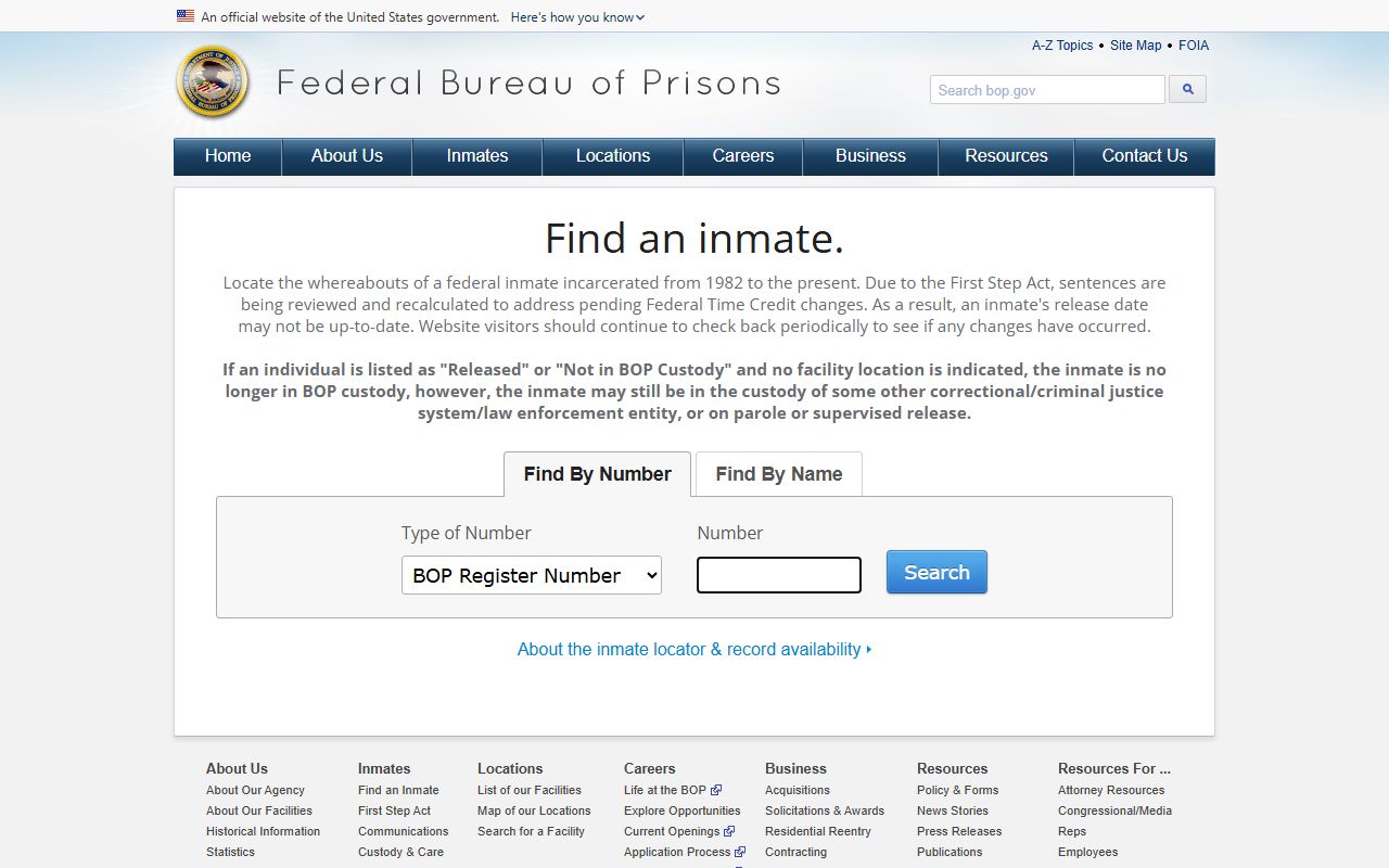 Federal Bureau of Prisons inmate locator contrasted with Pasco County jail mugshots